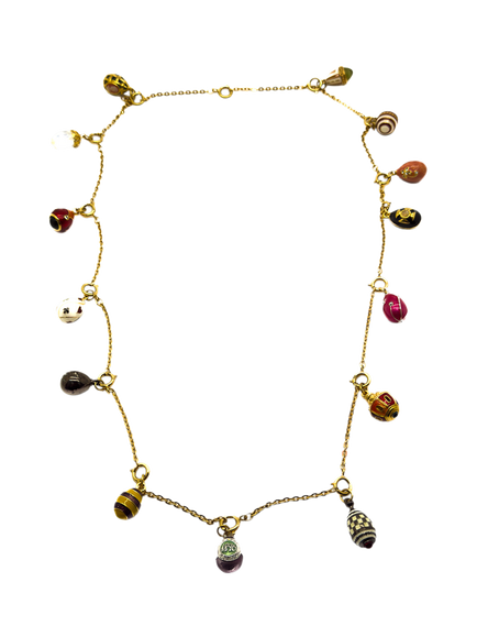 Pre-loved Jewelled Egg Charm Necklace, Circa 1980s, Multi, Multi