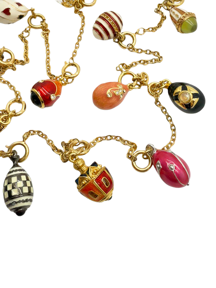 Pre-loved Jewelled Egg Charm Necklace, Circa 1980s, Multi - view 2, Multi