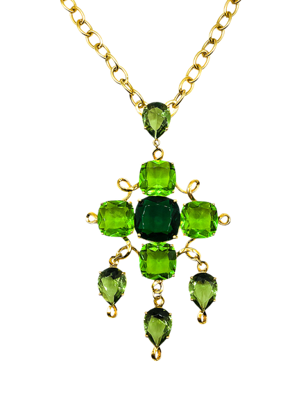 Pre-loved Vintage Givenchy Crystal Cascade Necklace, Green, Green