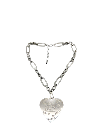 Pre-loved Vintage Edouard Ramboud Heart Necklace, Silver, Silver
