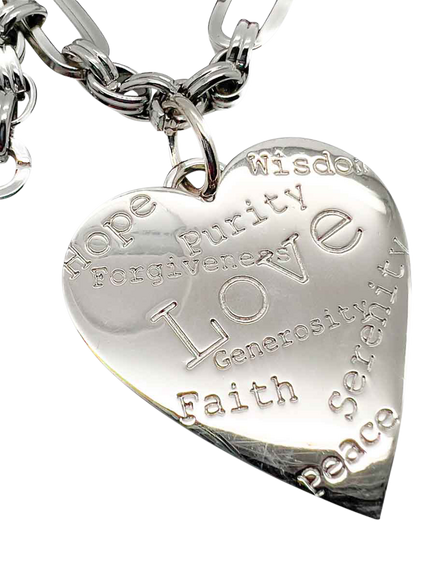 Pre-loved Vintage Edouard Ramboud Heart Necklace, Silver - view 2, Silver