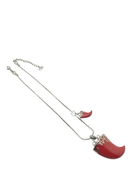 Pre-loved Vintage Christian Dior Claw Pendant Necklace, John Galliano 2003, Red
