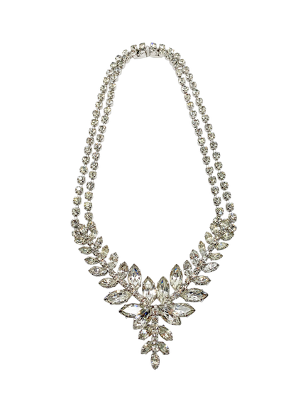 Pre-loved Vintage Marquise Rhinestone Necklace, Silver, Silver