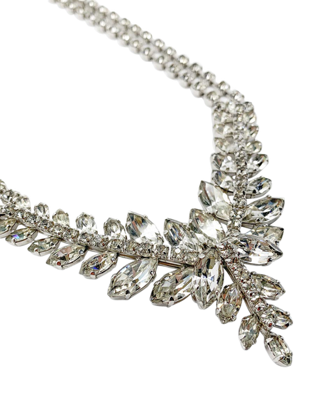 Pre-loved Vintage Marquise Rhinestone Necklace, Silver - view 2, Silver