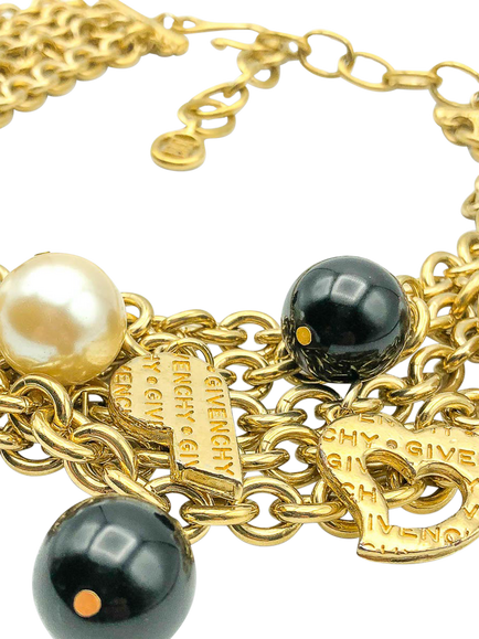 Pre-loved Givenchy Chain Charm Collar Necklace, Gold - view 2, Gold