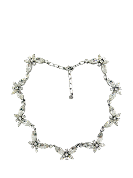 Pre-loved Vintage Sardi Crystal Butterfly Necklace, Silver, Silver
