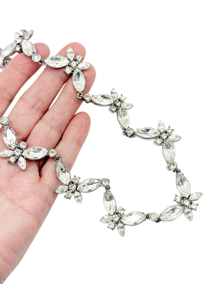 Pre-loved Vintage Sardi Crystal Butterfly Necklace, Silver - view 2, Silver