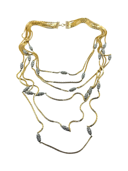 Pre-loved Vintage Christian Dior Multi Chain Crystal Necklace, Dated 1973, Gold, Gold