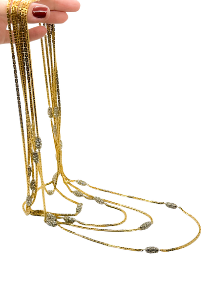 Pre-loved Vintage Christian Dior Multi Chain Crystal Necklace, Dated 1973, Gold - view 2, Gold