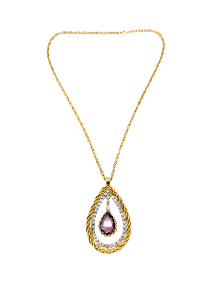 Pre-loved Vintage Hobé Amethyst Eye Necklace, Circa 1960s, Purple, Purple