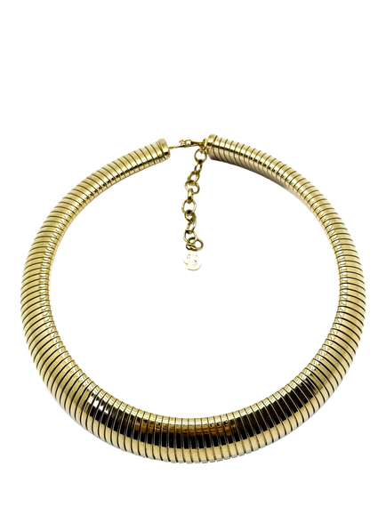 Pre-loved Vintage Christian Dior Omega Flex Collar Necklace, Circa 1980s, Gold