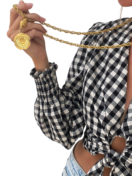 Pre-loved Vintage CHANEL Medallion Necklace, Circa 1980s, Gold - view 2, Gold
