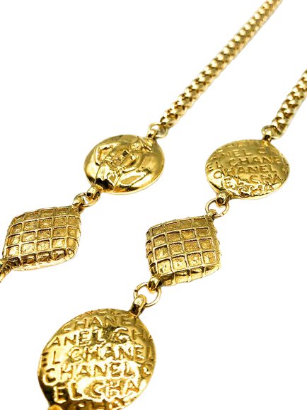 Pre-loved Vintage CHANEL Coco Rope Necklace, Dated 1980s, Gold - view 2, Gold