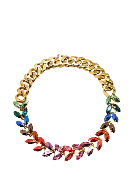 Pre-loved Vintage Iosselliani Marquise Crystal Necklace, Circa 1980s, Gold, Gold