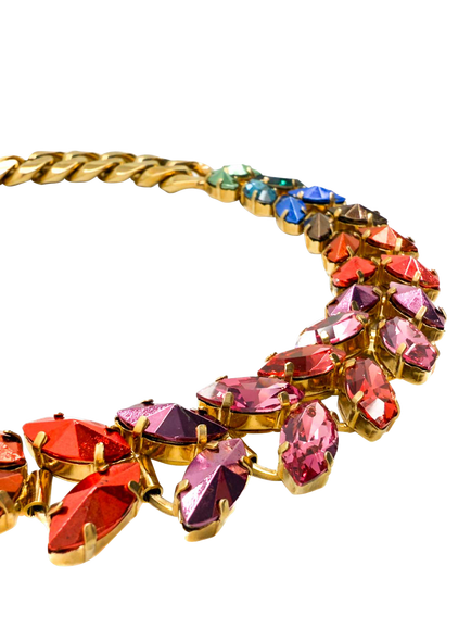 Pre-loved Vintage Iosselliani Marquise Crystal Necklace, Circa 1980s, Gold - view 2, Gold