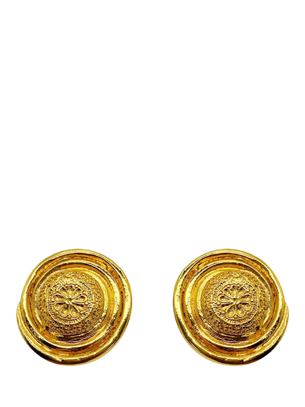Pre-loved Vintage YSL Floral Clip-On Earrings, Gold, Gold