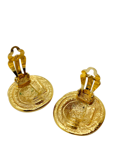 Pre-loved Vintage YSL Floral Clip-On Earrings, Gold - view 2, Gold