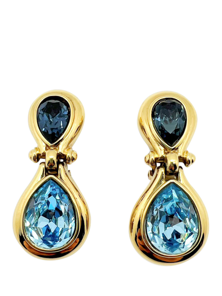 Pre-loved Vintage Grosse Sapphire Clip-On Earrings, Blue, Blue