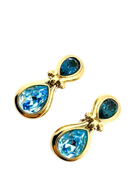 Pre-loved Vintage Grosse Sapphire Clip-On Earrings, Blue - view 2, Blue