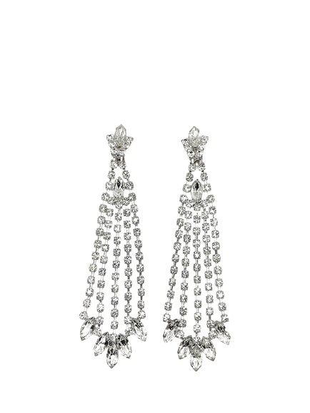 Pre-loved Vintage Crystal Chandelier Clip-On Earrings, Silver, Silver