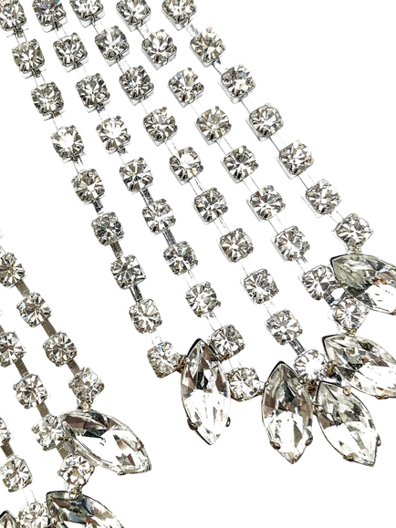 Pre-loved Vintage Crystal Chandelier Clip-On Earrings, Silver - view 2, Silver