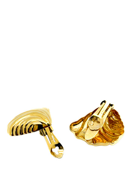 Pre-loved Vintage Christian Dior Sculptural Wave Clip-On Earrings, Circa 1970s, Gold - view 2, Gold