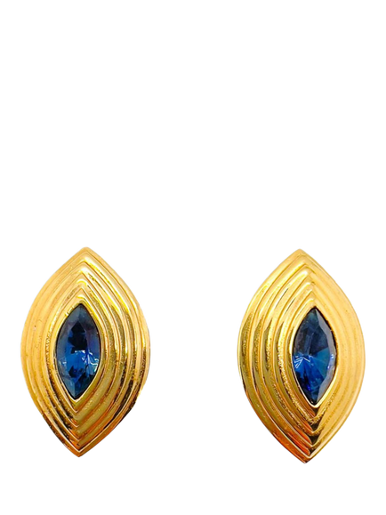 Pre-loved Vintage Givenchy Marquise Clip-On Earrings, Blue, Blue