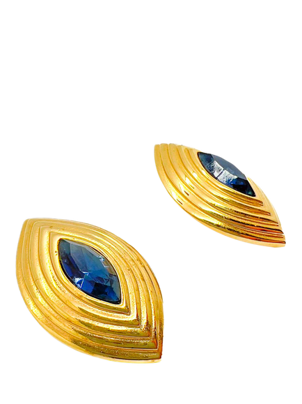 Pre-loved Vintage Givenchy Marquise Clip-On Earrings, Blue - view 2, Blue
