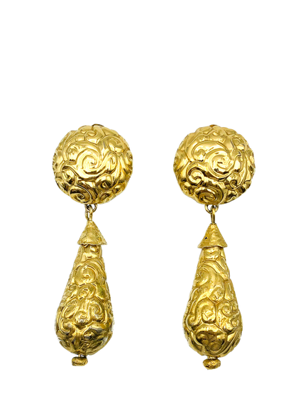 Pre-loved Vintage YSL Bomb Clip-On Earrings, Gold, Gold