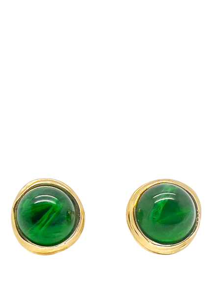 Pre-loved Vintage Dior Emerald Cabochon Clip-On Earrings, Green, Green