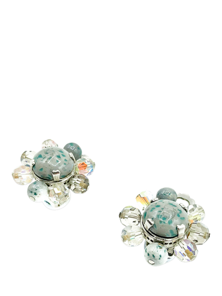 Pre-loved Vintage Christian Dior Clip-On Earrings, Dated 1958, Blue - view 2, Blue