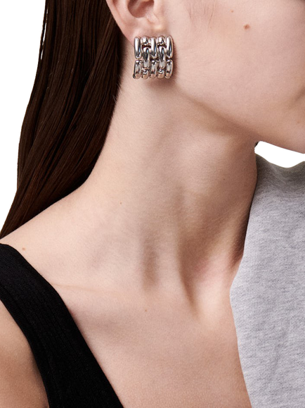 Pre-loved Vintage Givenchy Watch Link Clip-On Earrings, Silver - view 2, Silver