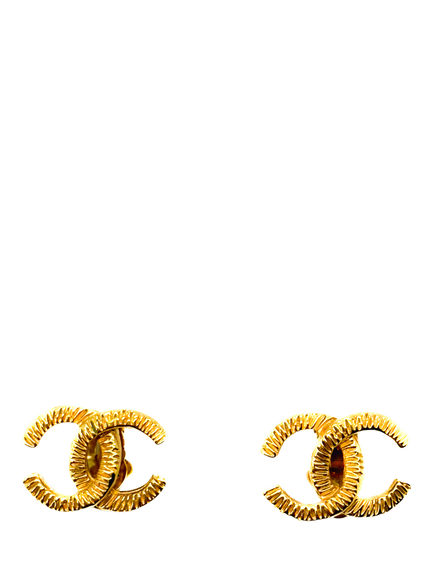 Pre-loved Vintage CHANEL CC Logo Clip-On Earrings, Dated 1991 Karl Lagerfeld Spring Collection, Gold, Gold