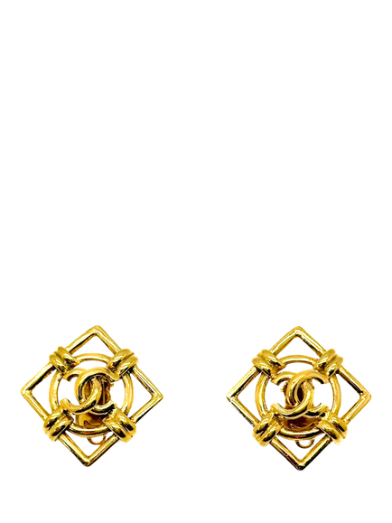 Pre-loved Vintage CHANEL CC Logo Clip-On Earrings, Gold, Gold