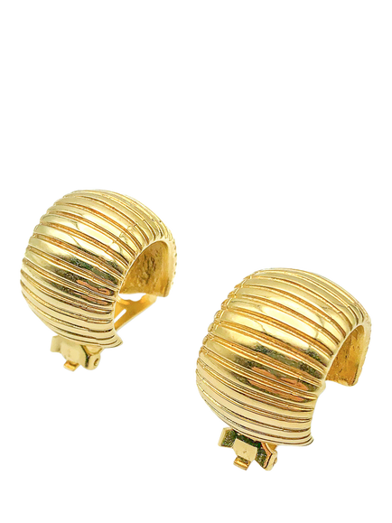 Pre-loved Vintage Dior Huggie Hoop Clip-On Earrings, Gold, Gold