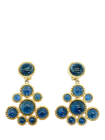 Pre-loved Vintage KJL Sapphire Clip-On Earrings, Blue, Blue
