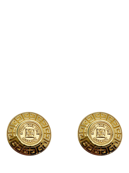 Pre-loved Vintage Givenchy Coin Logo Clip-On Earrings, Gold, Gold