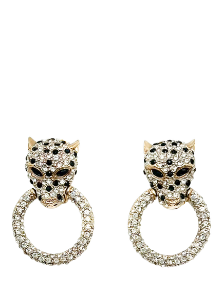 Pre-loved Vintage Butler & Wilson Big Cat Clip-On Earrings, Gold, Gold