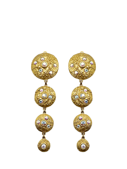 Pre-loved Vintage Malcolm Morris Statement Clip-On Earrings, Gold, Gold