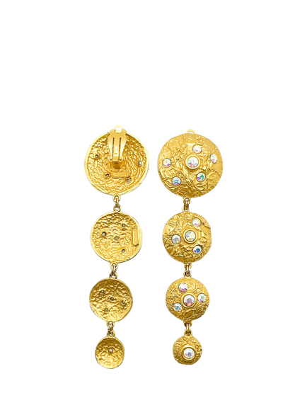 Pre-loved Vintage Malcolm Morris Statement Clip-On Earrings, Gold - view 2, Gold