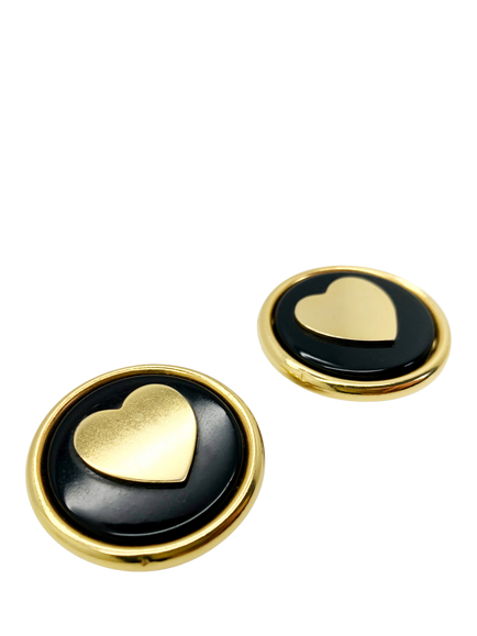 Pre-loved Vintage Moschino Heart Clip-On Earrings, Gold - view 2, Gold