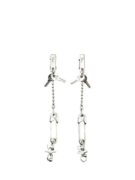 Pre-loved Christian Dior Safety Pin Clip-On Earrings, Silver, Silver