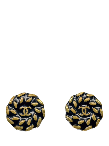 Pre-loved Vintage CHANEL Nautical Clip-On Earrings, Black, Black