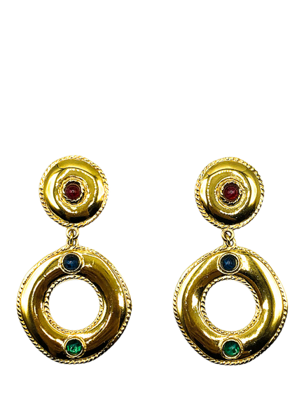 Pre-loved Vintage Givenchy Jewelled Hoop Clip-On Earrings, Gold, Gold