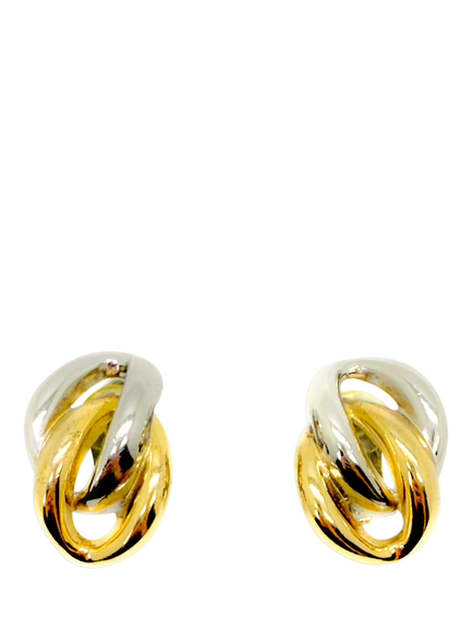 Pre-loved Vintage Christian Dior Mixed Metals Knot Clip-On Earrings, Gold