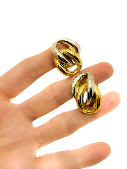 Pre-loved Vintage Christian Dior Mixed Metals Knot Clip-On Earrings - view 2, Gold