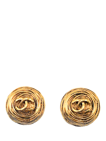 Pre-loved Vintage CHANEL Birds Nest Clip-On Earrings, Dated 1994, Gold, Gold