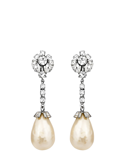 Pre-loved Vintage Otto Muller Pearl Drop Clip-On Earrings, Circa 1950s, Silver, Silver