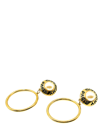 Pre-loved Vintage Givenchy Logo Hoop Clip-On Earrings, Gold, Gold