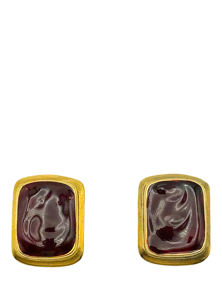 Pre-loved Vintage YSL Pate De Verre Clip-On Earrings, Red, Red